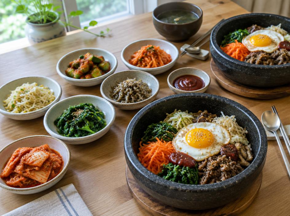 Banchan & dolsot bibimbap supper